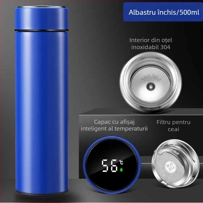 Ecran tactil din oțel inoxidabil 304, termos cu LED inteligent, măsurare dublă a temperaturii în vid, imprimare logo-ul cănii de temperatură