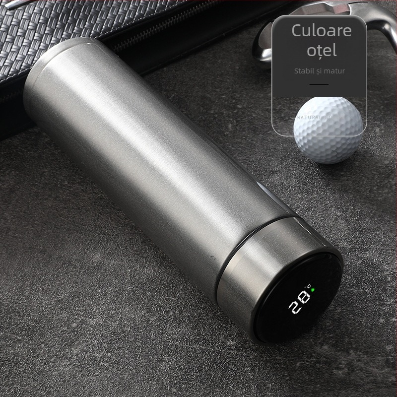 Ecran tactil din oțel inoxidabil 304, termos cu LED inteligent, măsurare dublă a temperaturii în vid, imprimare logo-ul cănii de temperatură