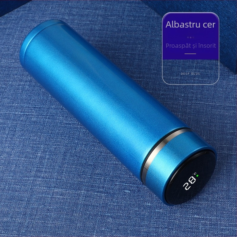 Ecran tactil din oțel inoxidabil 304, termos cu LED inteligent, măsurare dublă a temperaturii în vid, imprimare logo-ul cănii de temperatură