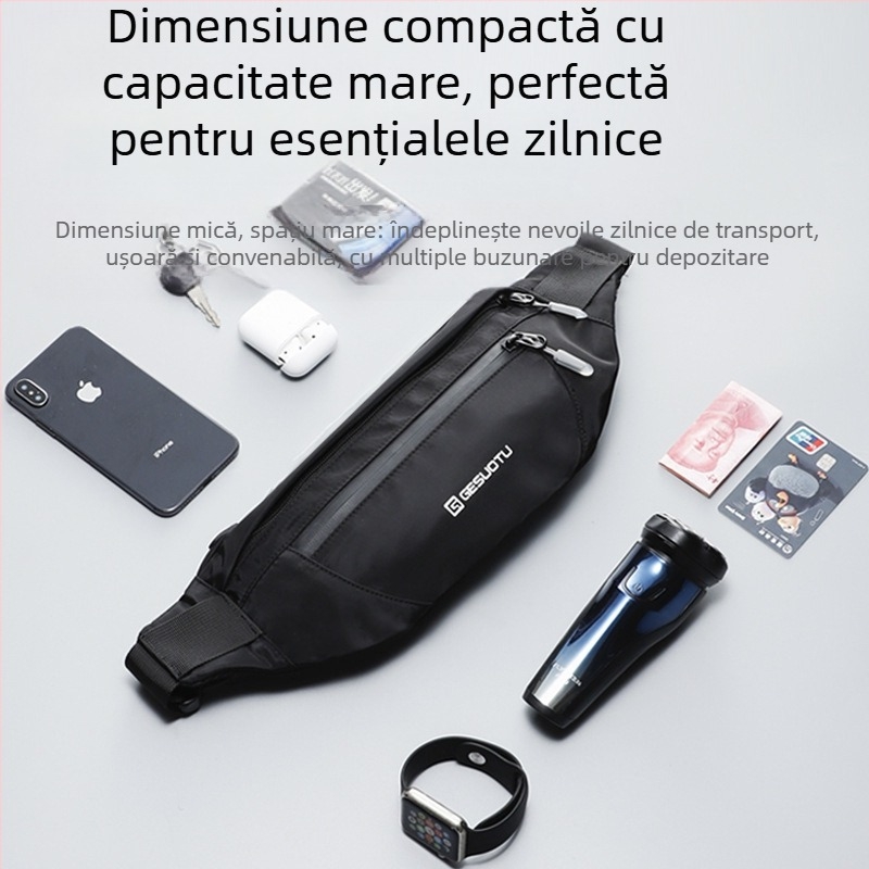 Geantă de talie sport pentru bărbați și femei, capacitate mare, pentru alergare în aer liber, portofel pentru telefon mobil, geantă de casierie, geantă de călătorie crossbody, geantă ultra-subțire mică pentru piept