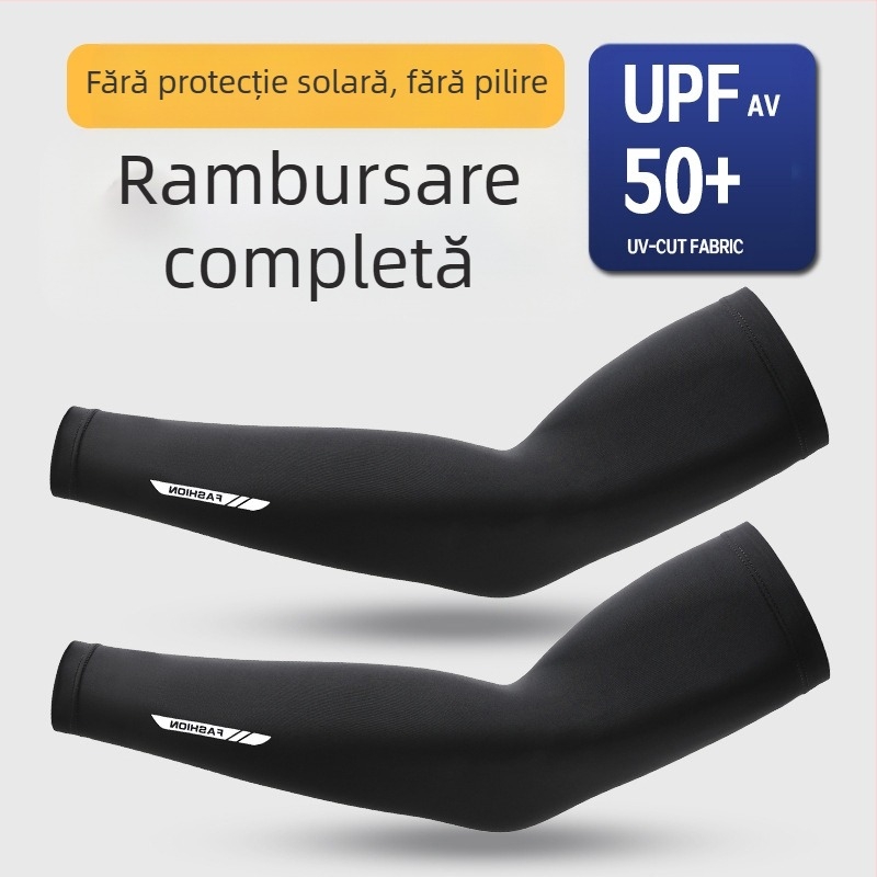 Manșon de protecție solară pentru bărbați, mânecă lungă din mătase glacială, vară, subțire, răcoroasă, respirabilă, protecție UV, protecție pentru brațe de ciclism de vară