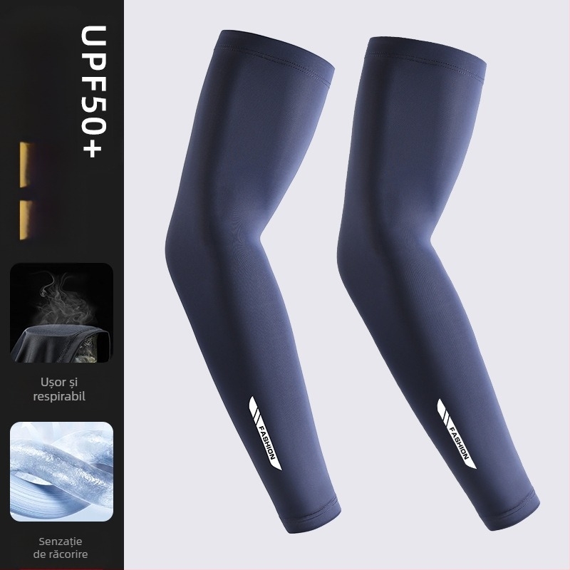 Manșon de protecție solară pentru bărbați, mânecă lungă din mătase glacială, vară, subțire, răcoroasă, respirabilă, protecție UV, protecție pentru brațe de ciclism de vară