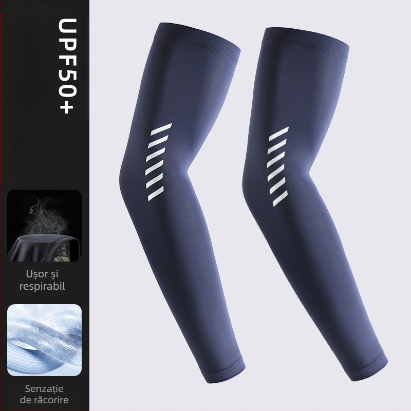 Manșon de protecție solară pentru bărbați, mânecă lungă din mătase glacială, vară, subțire, răcoroasă, respirabilă, protecție UV, protecție pentru brațe de ciclism de vară