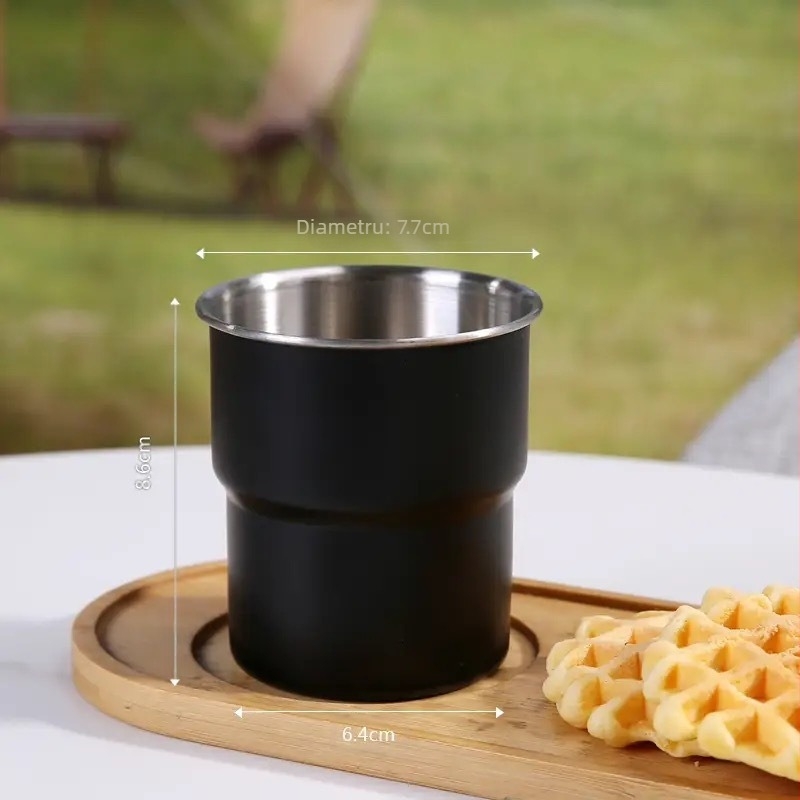 Cană de cafea din oțel inoxidabil 304, cană de camping în aer liber, cu inscripții colorate, cu mâner, cană de bere