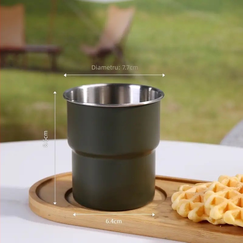 Cană de cafea din oțel inoxidabil 304, cană de camping în aer liber, cu inscripții colorate, cu mâner, cană de bere