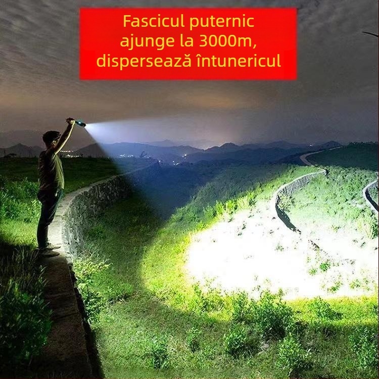 Lanternă LED pentru forțele speciale, lumină puternică, încărcare rapidă, lampă portabilă multifuncțională cu rază lungă de acțiune, lampă de uz casnic cu 9 LED-uri ultra-luminoase