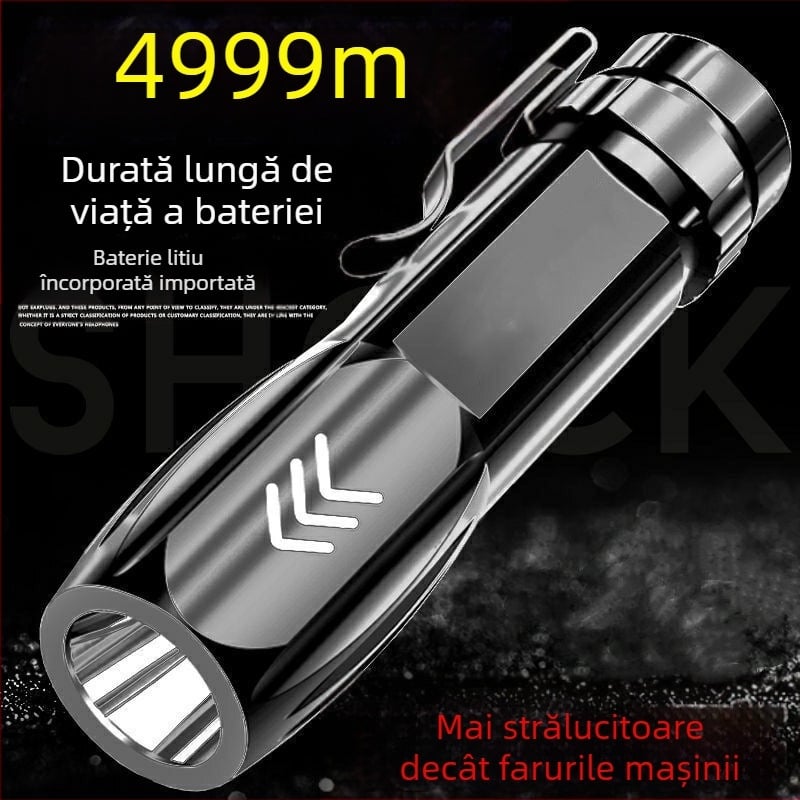 Lanternă LED pentru forțele speciale, lumină puternică, încărcare rapidă, lampă portabilă multifuncțională cu rază lungă de acțiune, lampă de uz casnic cu 9 LED-uri ultra-luminoase