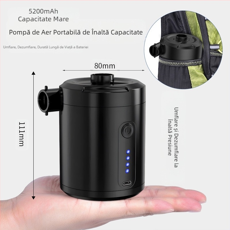 Saltea gonflabilă cu inel de înot, barcă gonflabilă, pompă de aer portabilă electrică pentru exterior