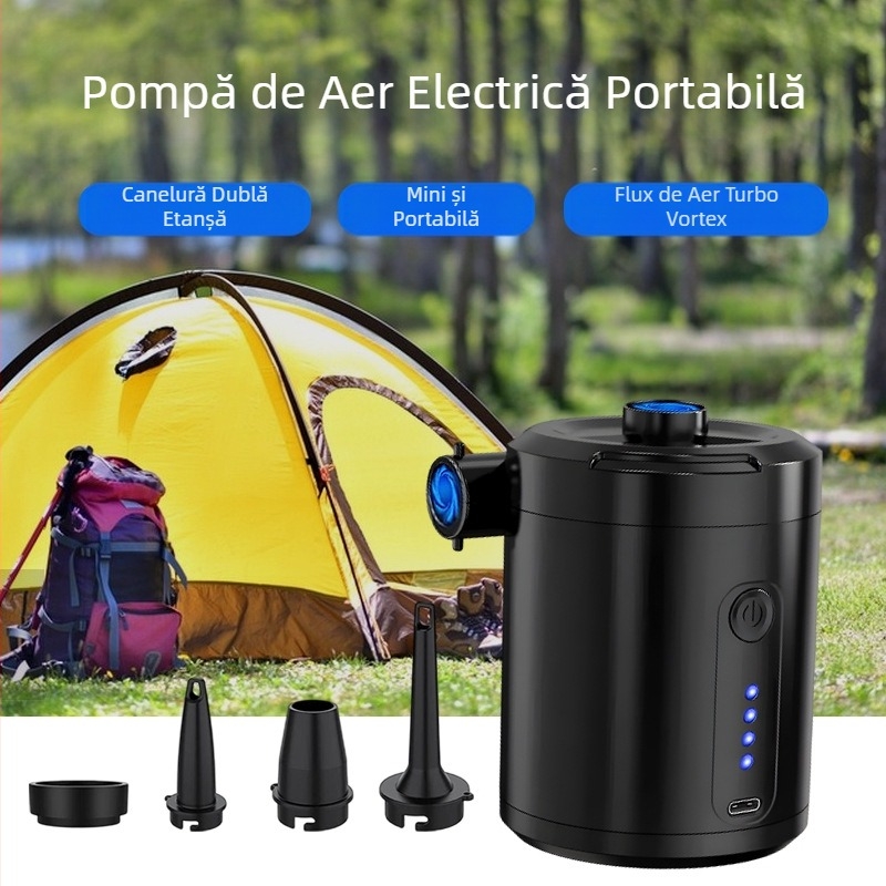 Saltea gonflabilă cu inel de înot, barcă gonflabilă, pompă de aer portabilă electrică pentru exterior