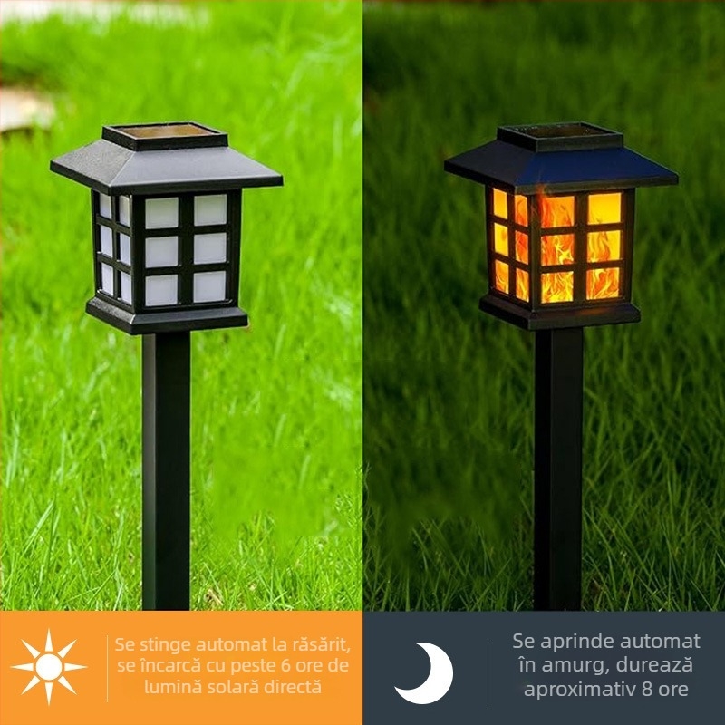 Lumini solare, lumini de gazon, lumini de podea exterioare, lumini cu flacără, lumini de peisaj pentru casă, lumini de grădină pentru vilă, lumini automate