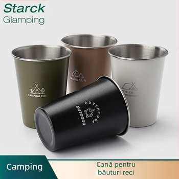 Cupă de camping din oțel inoxidabil 304, portabilă, pentru bere, ușoară, pliabilă, set de depozitare