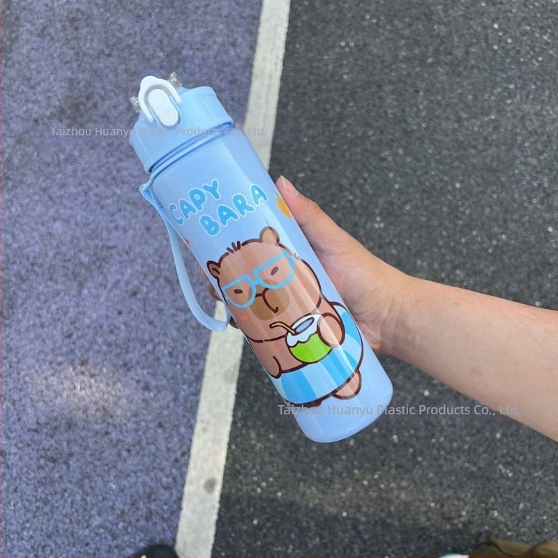 Capibala Cupă Medie Drăguț Ursuleț Paie Cupă de Apă Student Bounce Desene Animate Sport Fitness Cupă cu Curea