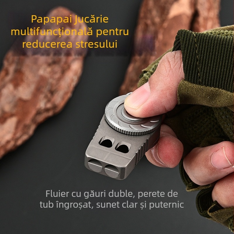 Fluier de salvare a vieții din aliaj de titan pentru camping în aer liber, fluier cu două găuri, fluier portabil pentru breloc, fluier de decompresie multifuncțional