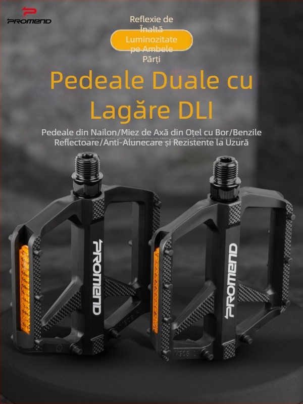 Pedale de bicicletă Promend, reflector cu curea din nailon, dublu Du, integrate, antiderapante, cu unghii, pentru ciclism de munte