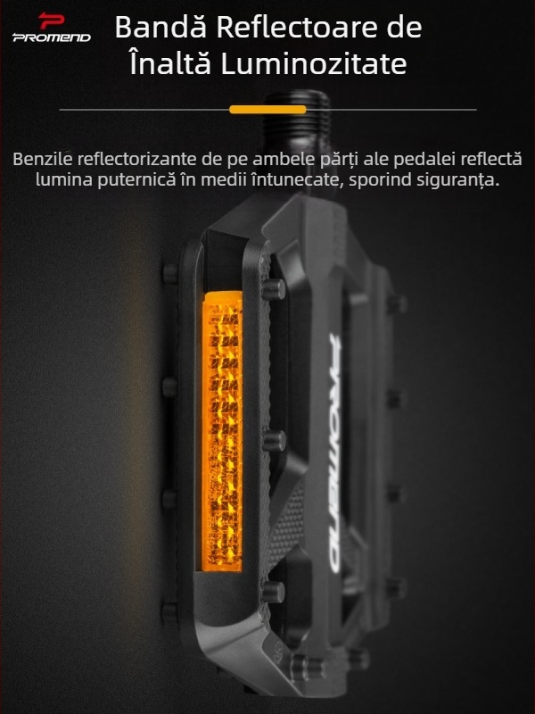 Pedale de bicicletă Promend, reflector cu curea din nailon, dublu Du, integrate, antiderapante, cu unghii, pentru ciclism de munte