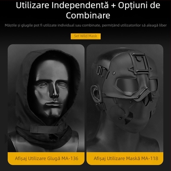 WOSPORT Mască Wild costum Mască de protecție pentru cap Mod de utilizare dublă Protecție facială completă Culoare solidă