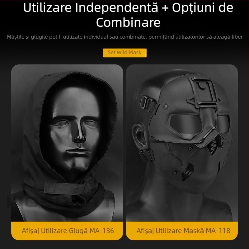 WOSPORT Mască Wild costum Mască de protecție pentru cap Mod de utilizare dublă Protecție facială completă Culoare solidă
