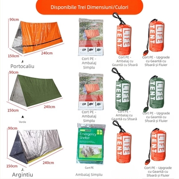 Cort de urgență portabil în aer liber, salvare de urgență, salvare în caz de dezastru, camping, sac de dormit rezistent la frig, pătură termică, alpinism, camping transfrontalier, Dropshipping