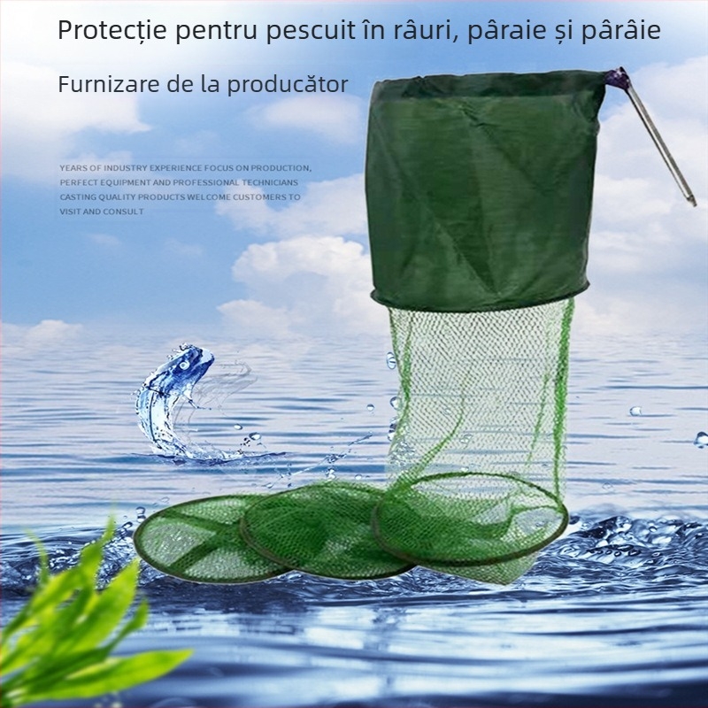 Coș de pescuit pentru producător, coș de pește cu acoperire cu lipici, protecție pentru pești mici, inserție de sol din oțel inoxidabil, plasă de protecție pentru pești, plasă de pescuit simplă, uscare rapidă, geantă de plasă de pește, echipament de pescui