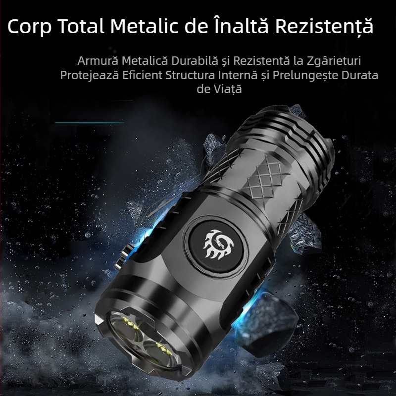 Lanternă transfrontalieră nouă cu lumină puternică, cu trei ochi, monstru, lanternă LED multifuncțională portabilă pentru exterior, Wick, pentru uz casnic