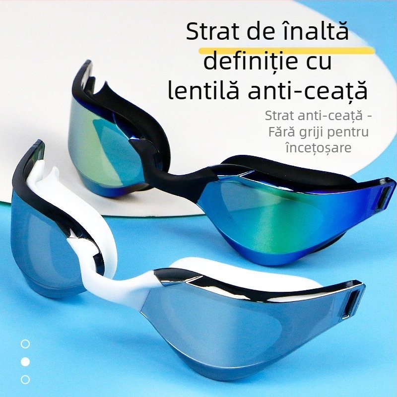 Ochelari de înot cu oglindă încrucișată, galvanizați, colorați, protecție pentru ochi, impermeabili, anti-aburire, pentru antrenament profesional, ochelari de înot pentru curse, geantă