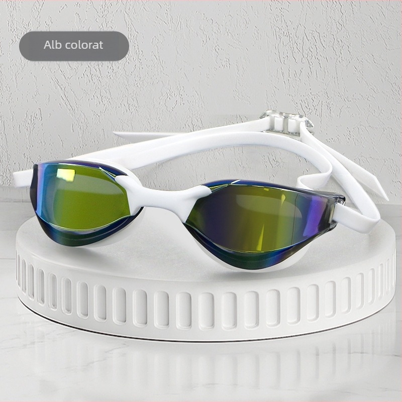 Ochelari de înot cu oglindă încrucișată, galvanizați, colorați, protecție pentru ochi, impermeabili, anti-aburire, pentru antrenament profesional, ochelari de înot pentru curse, geantă