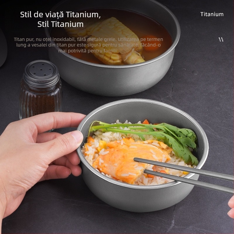 Bol din titan pur, Outlet din fabrică, bol din titan pentru camping în aer liber, tacâmuri, bol din titan stivuit portabil
