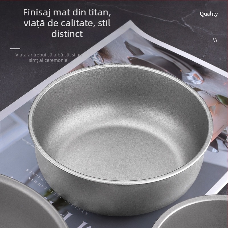 Bol din titan pur, Outlet din fabrică, bol din titan pentru camping în aer liber, tacâmuri, bol din titan stivuit portabil