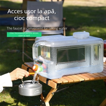 Găleată transparentă în aer liber cu robinet, stil de camping auto, tur cu apă minerală, rezervor de stocare a apei potabile pure, pentru depozitarea apei