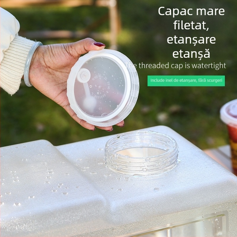 Găleată transparentă în aer liber cu robinet, stil de camping auto, tur cu apă minerală, rezervor de stocare a apei potabile pure, pentru depozitarea apei