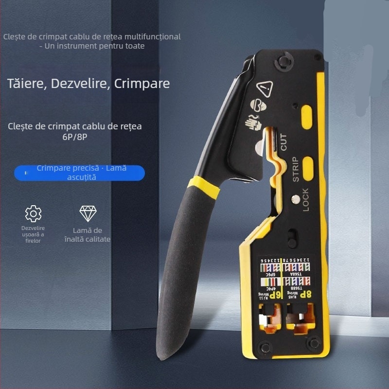 Clește de sârmă multifuncțional de uz casnic 6p8p, clește de sârmă inteligent cu cap de cristal, profesional, cu funcție completă, pentru presarea sârmei