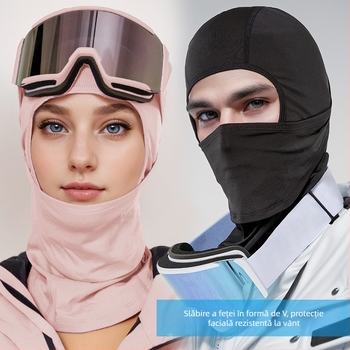 Mască de schi de iarnă în aer liber pentru motociclete, rezistentă la vânt, rezistentă la frig, caldă, pentru călărit, căptușită cu fleece, eșarfă pentru bărbați