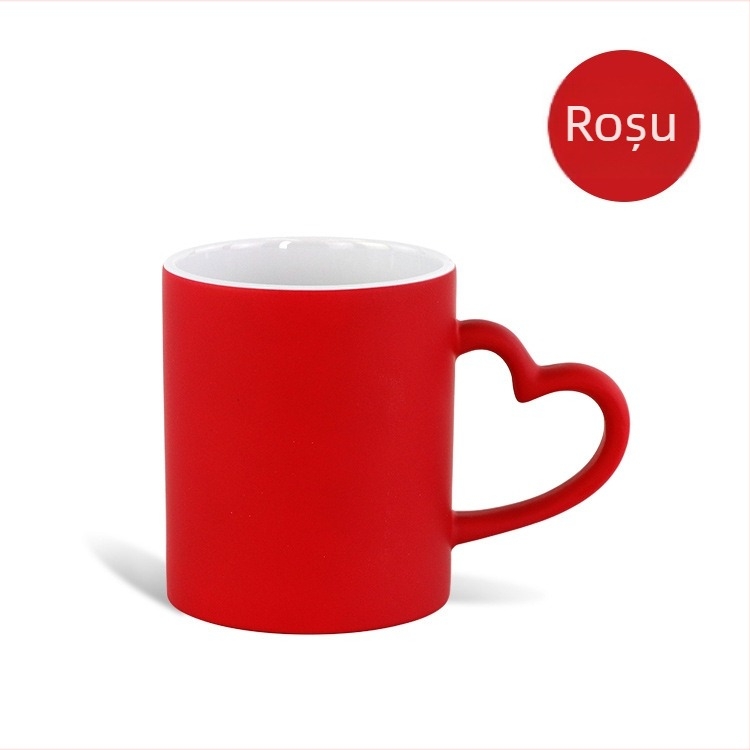 Cană cu transfer termic, imprimare creativă personalizată, imagine grafică foto, inimă, dragoste, mată, schimbare de culoare, cană cadou