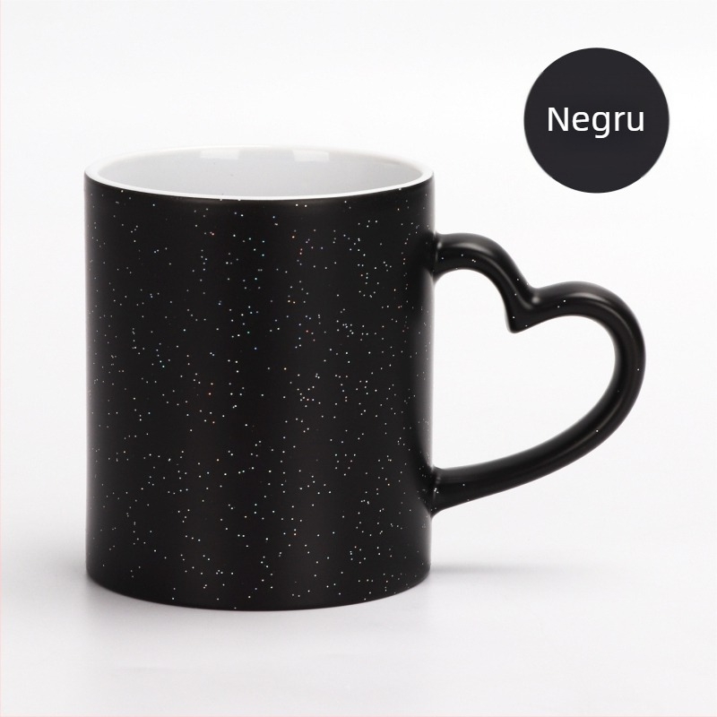 Cană cu transfer termic, imprimare creativă personalizată, imagine grafică foto, inimă, dragoste, mată, schimbare de culoare, cană cadou