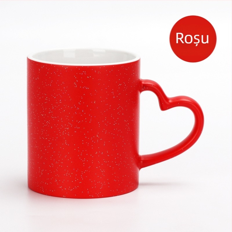 Cană cu transfer termic, imprimare creativă personalizată, imagine grafică foto, inimă, dragoste, mată, schimbare de culoare, cană cadou