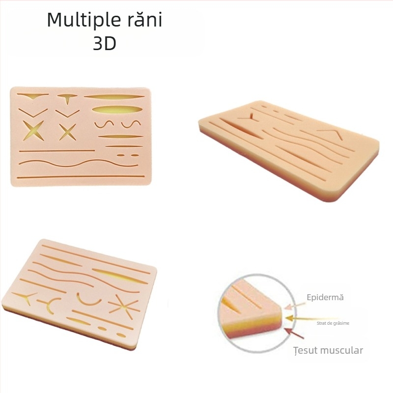 Modul de exerciții pentru suturi multiple, instrument de antrenament pentru debridarea suturilor simulate pentru chirurgia pielii din silicon, pentru studenții la medicină