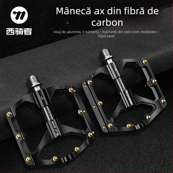 WEST BIKING 3 Peilin pedală cu manșon din fibră de carbon pentru bicicletă de munte, 3 Peilin, suprafață lustruită