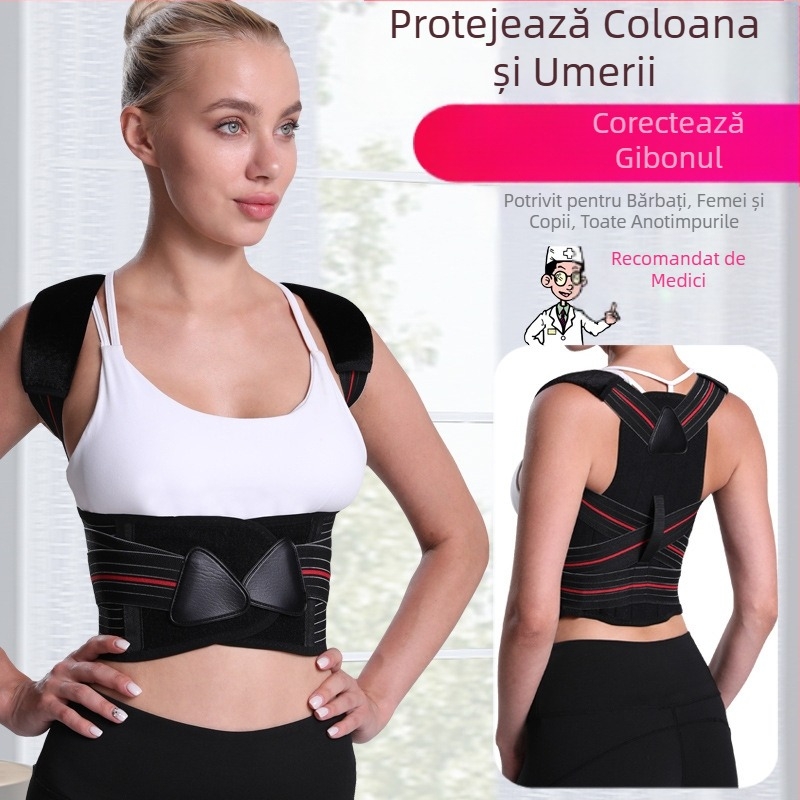 Producători de forță, studenți adulți, bărbați și femei, corecție a spatelui cu cocoașă, orteză de corecție invizibilă pentru postura de vară, postura așezată