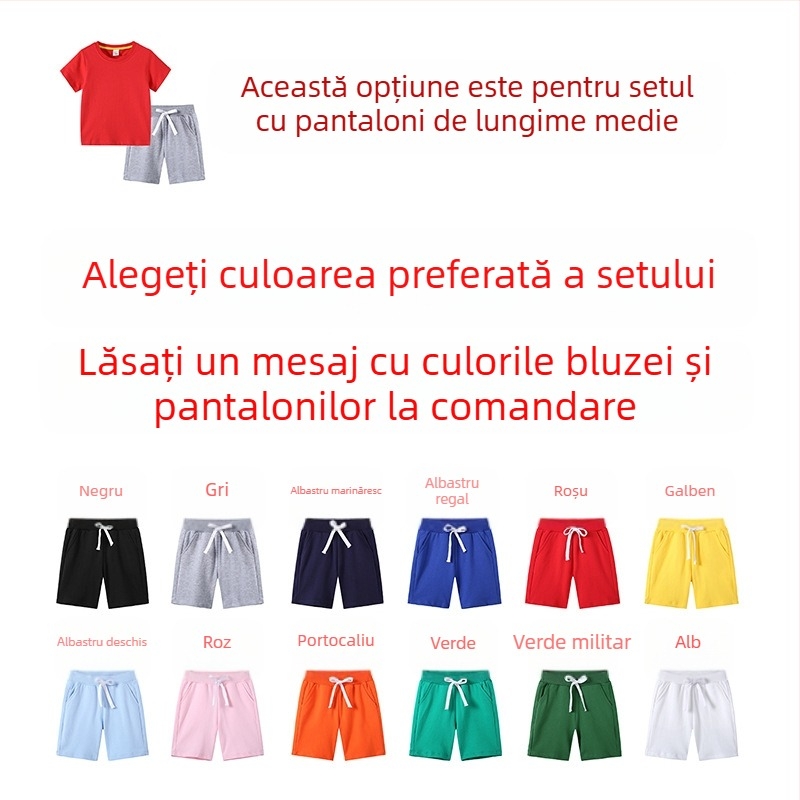 Copii băieți tricou vară nouă cu mânecă jumătate pentru copii îmbrăcăminte studenți coreeană bumbac fete cu mânecă scurtă pantaloni din două piese costum
