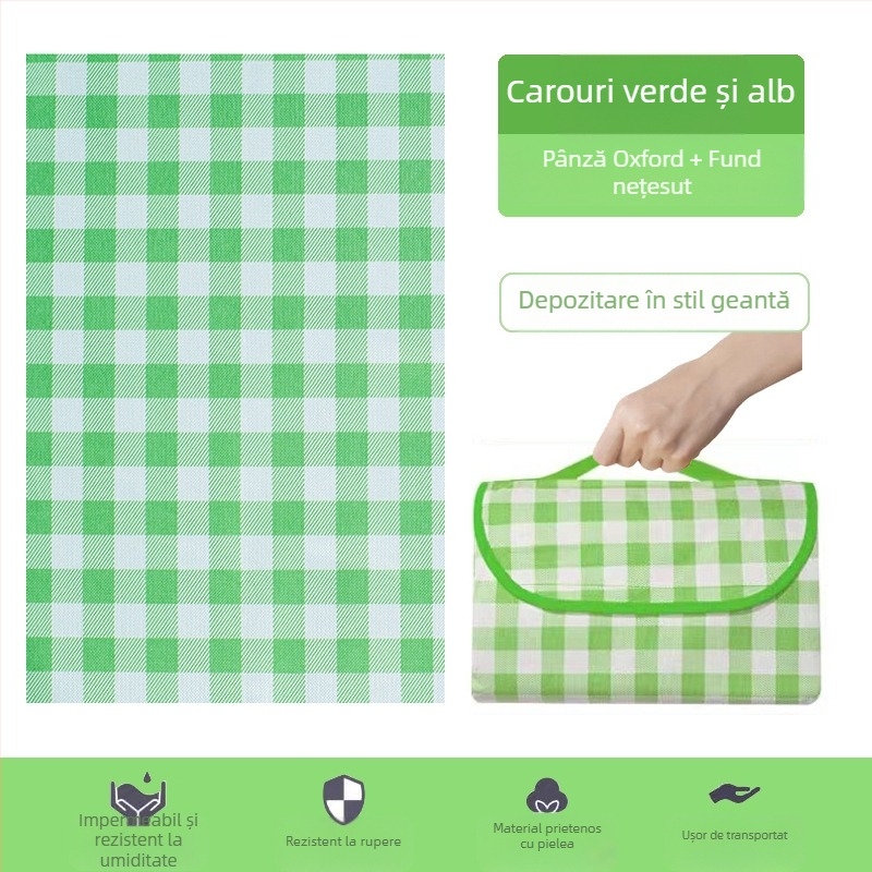 Saltea de picnic rezistentă la umiditate, saltea de picnic în aer liber, impermeabilă, îngroșată Oxford pânză PE nețesută, geantă de mână, pânză de picnic