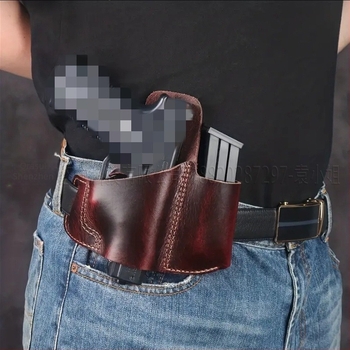 Toc de pistol montat la talie, toc de pistol din piele de vacă, toc tactic pentru exterior, 1911, toc de pistol, toc pentru revistă, toc cu tragere rapidă la talie