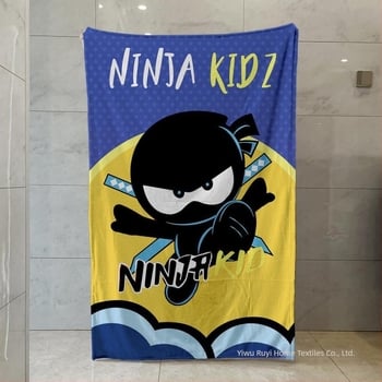 Ninja Kidz Pătură mică Ninja Peripheral cu o singură față din flanel, pătură caldă pentru canapea, moale