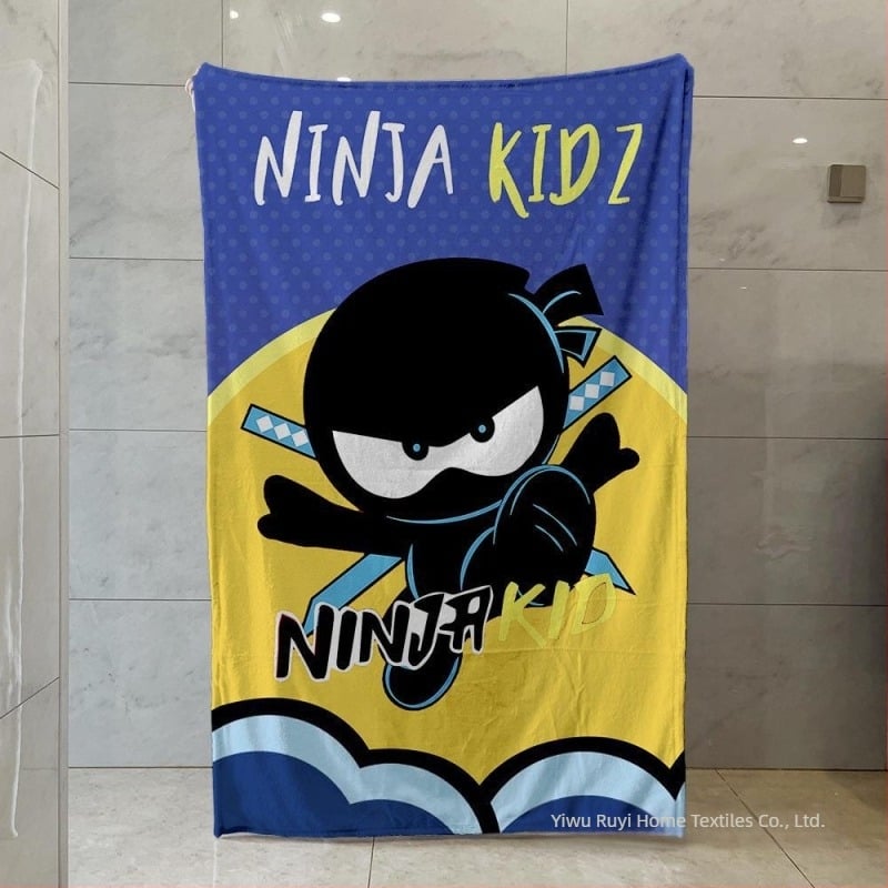 Ninja Kidz Pătură mică Ninja Peripheral cu o singură față din flanel, pătură caldă pentru canapea, moale