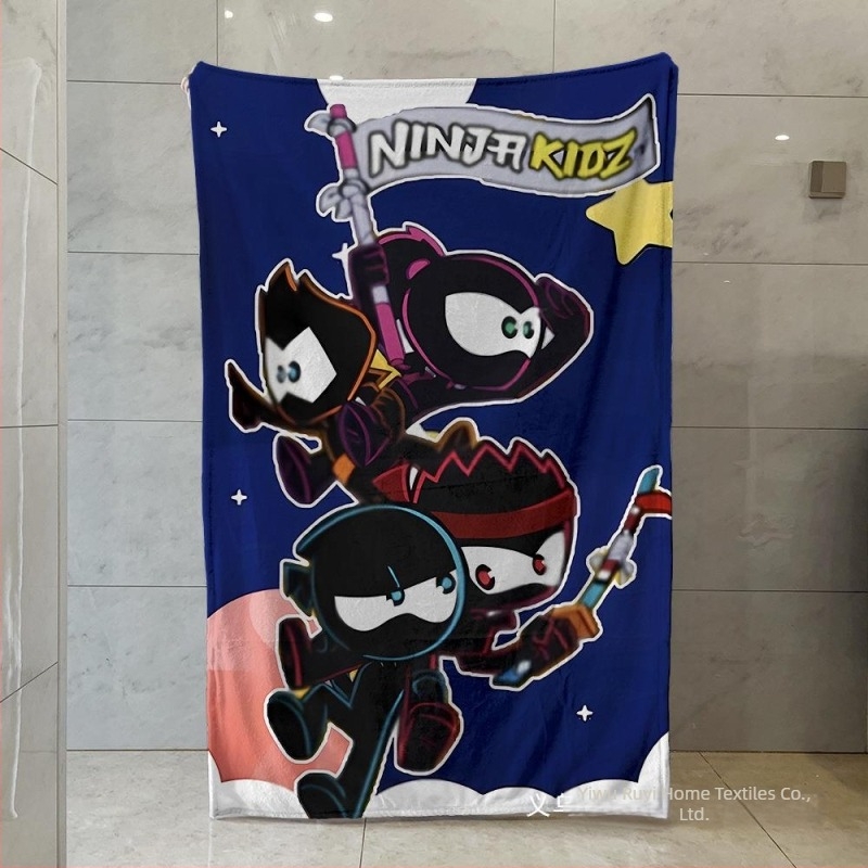 Ninja Kidz Pătură mică Ninja Peripheral cu o singură față din flanel, pătură caldă pentru canapea, moale