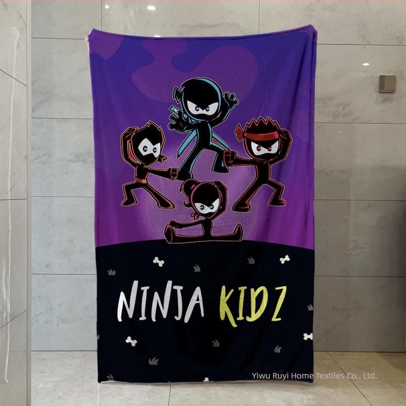 Ninja Kidz Pătură mică Ninja Peripheral cu o singură față din flanel, pătură caldă pentru canapea, moale