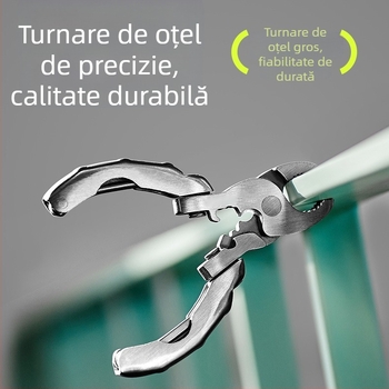 Clește mini multifuncțional cu spate tip broască țestoasă din oțel inoxidabil 9 în 1, clește multifuncțional, șurubelniță, instrument portabil EDC, deschizător de sticle
