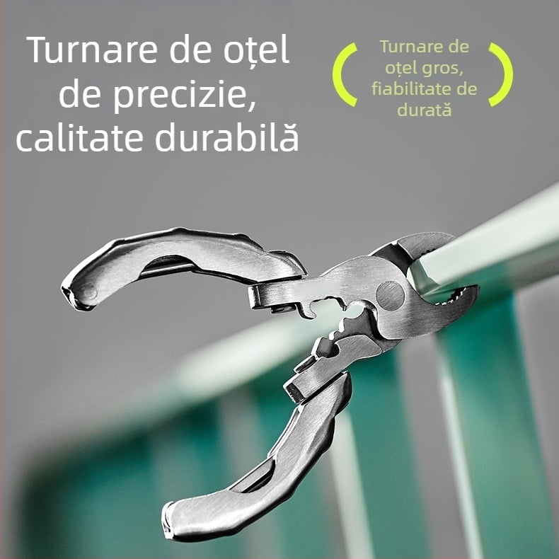 Clește mini multifuncțional cu spate tip broască țestoasă din oțel inoxidabil 9 în 1, clește multifuncțional, șurubelniță, instrument portabil EDC, deschizător de sticle