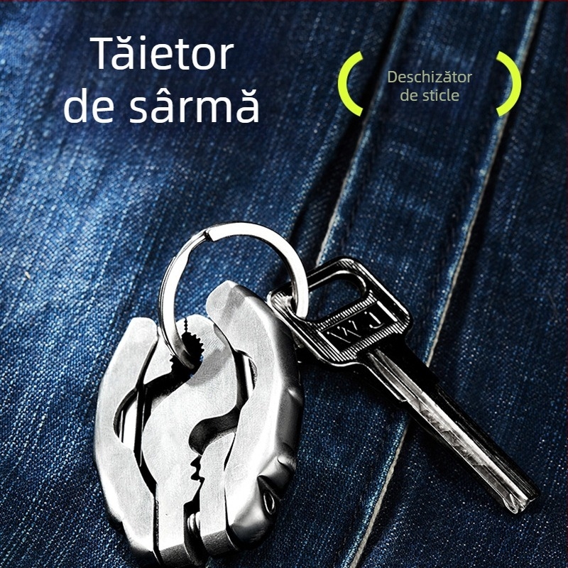 Clește mini multifuncțional cu spate tip broască țestoasă din oțel inoxidabil 9 în 1, clește multifuncțional, șurubelniță, instrument portabil EDC, deschizător de sticle