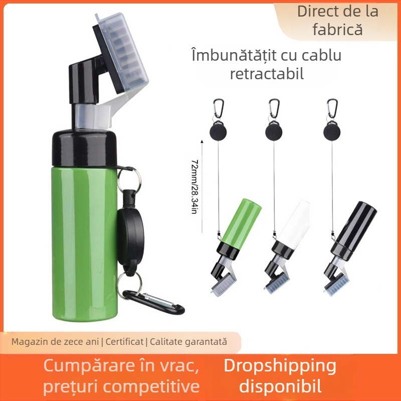 Perie de golf cu pulverizator de curățare a mingii, perie de curățare telescopică cu inel de tragere, perie de golf populară transfrontalieră, fabrică