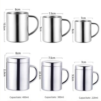 Cană din oțel inoxidabil 304 cu capac, ceașcă de ceai pentru birou, băieți, copii, ceașcă de cafea rezistentă la căderi, ceașcă de apă